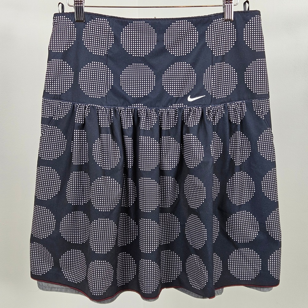 Nike Golf Dri-FIT Reversible Skirt Womens 8 Black Polka Dot Gray Pockets FLAWS